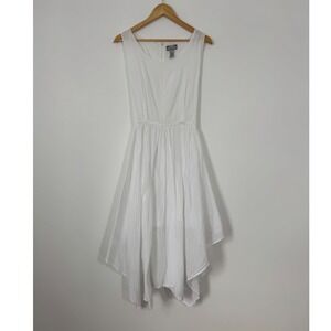 Studio West Midi Dress Women Large White Cotton Handkerchief Hem Vintage Slvless